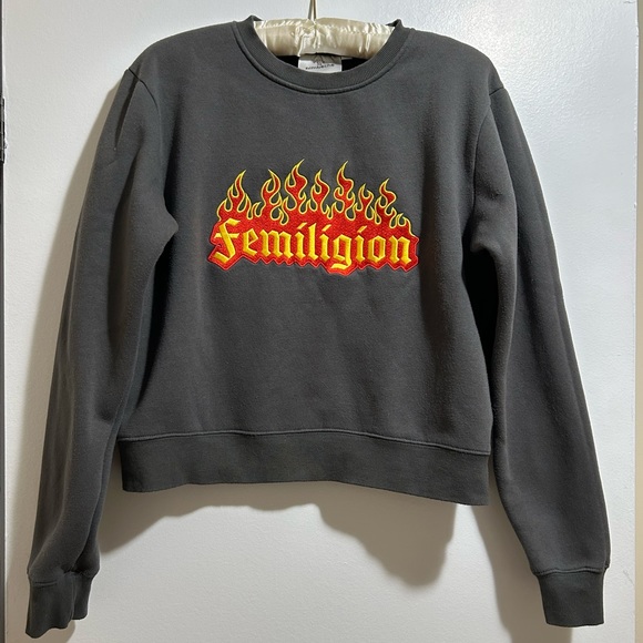 LA PIMBÊCHE Femiligion Grey Crewneck - Picture 2 of 7